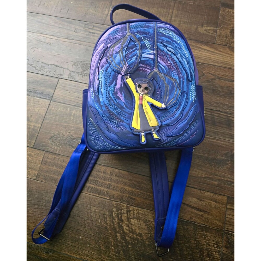 LAIKA Coraline Doll Portrait Mini Backpack BoxLunch Exclusive Purple Swirl HTF